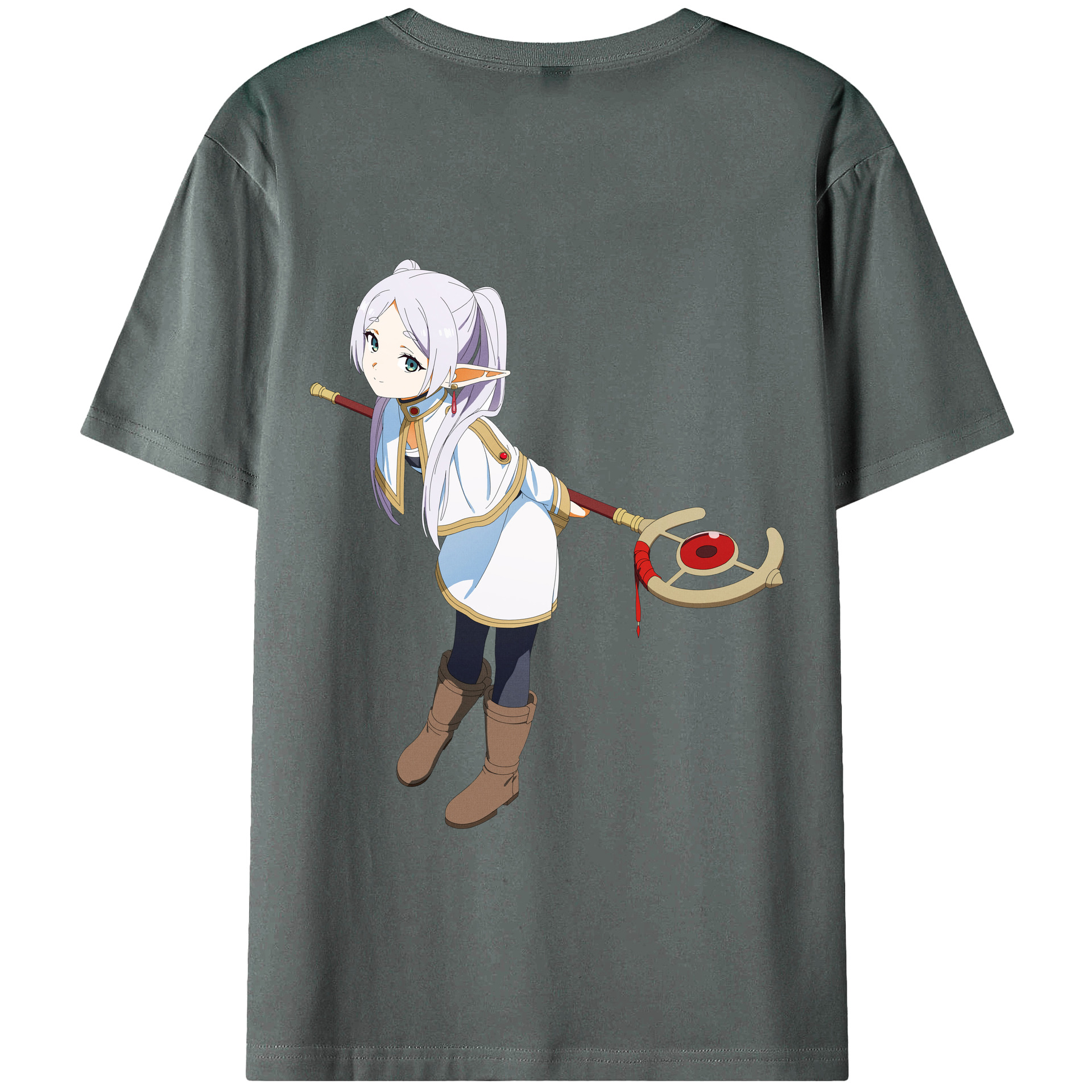 （画像用） 葬送のフリーレン Frieren 綿100％半袖Tシャツ（背面プリント）